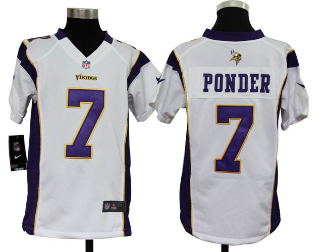 youths Jerseys nike Minnesota Vikings 7 Christian Ponder White Game